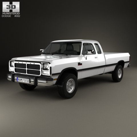 Dodge Ram Club Cab 1991 3D Model