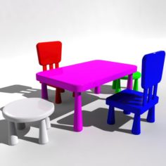 Kids Chair Table 3D Model