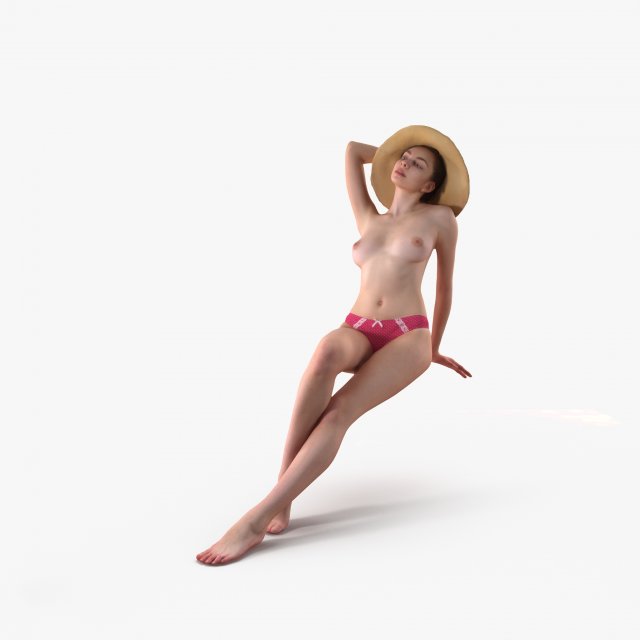 Naked Woman In Front Of The Mirror 3D Model