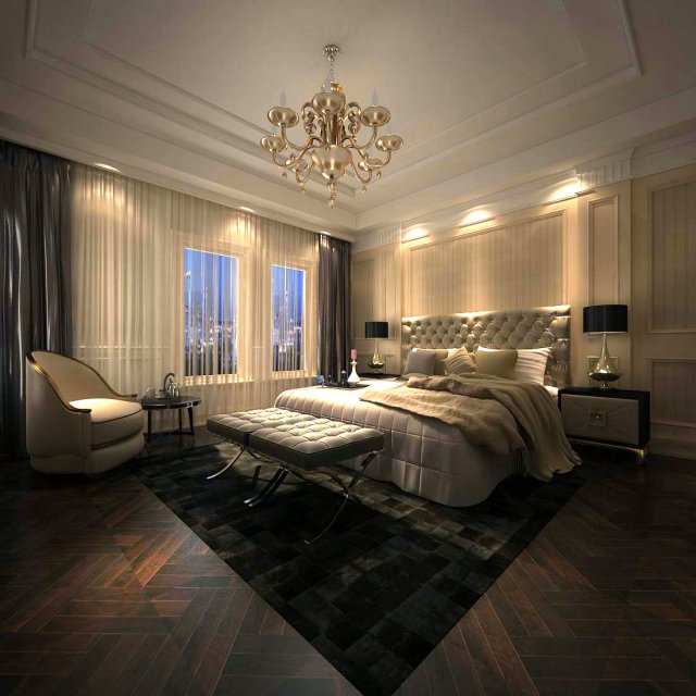 Luxury stylish interior master Bedroom – 50 3D Model