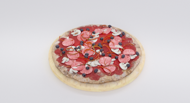 Mushroom Pizza On Plate 3D Model