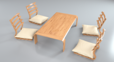 Japanese Minimalistic Table Set 3D Model