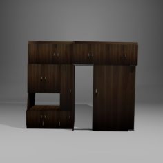 Wooden cabinet with sliding doors 3D Model