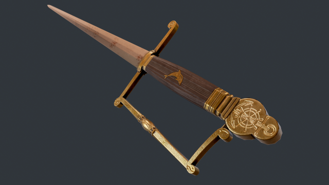 French Naval Sword and Dirk PBR Game 3D Model