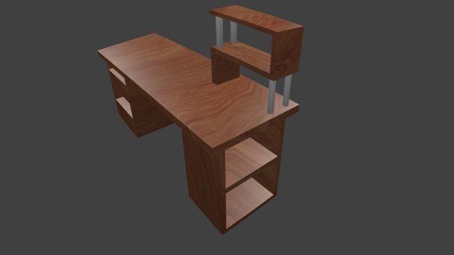 Low Poly Wooden Desk 3D Model