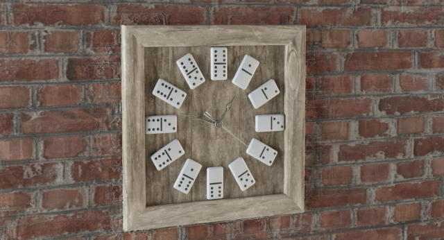 Wooden Domino Clock 3D Model