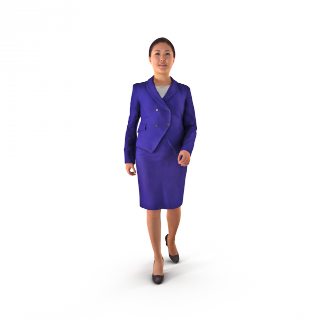 Asian Business Woman Walking 3D Model