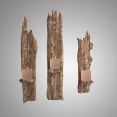 Wooden Shelf For Candles 3D Model