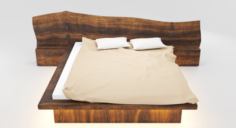 Wooden Hard Massive Bed 3D Model