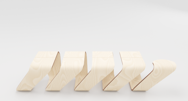 Designer Wooden Bench-Spiral 3D Model