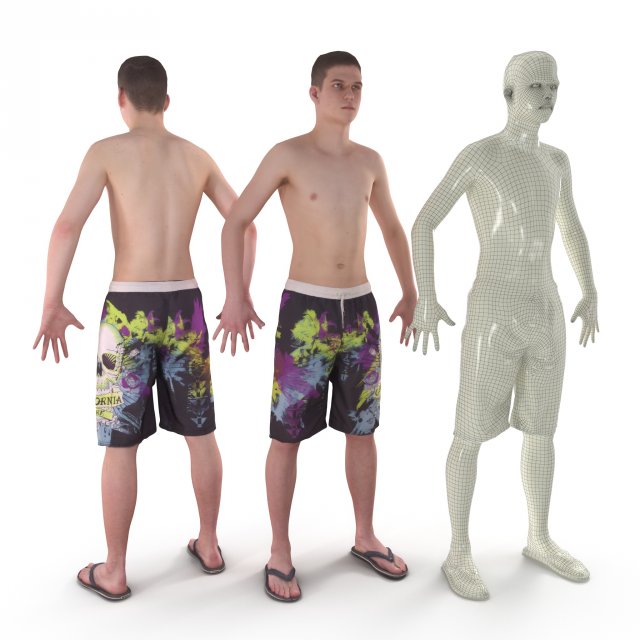 Beach Man A-Pose 3D Model