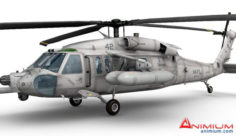 MH-60 Black Hawk helicopter 3d model with Cockpit