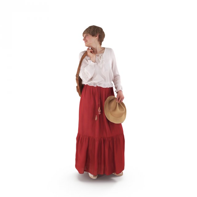 City Woman In Long Skirt 3D Model