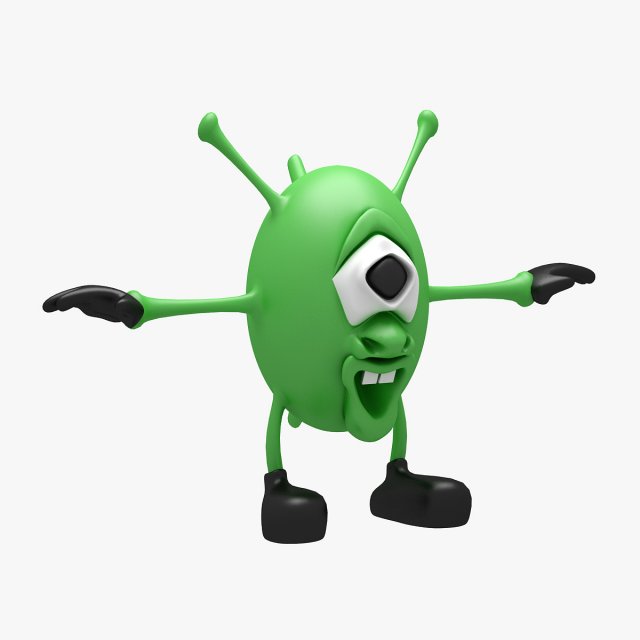 Cartoon Alien Not Rigged 3D Model