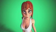 Cartoon girl rigged 3D Model