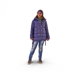 Asian Casual Woman Winter 3D Model