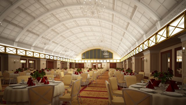 Classic Hall Restaurant 3D Model