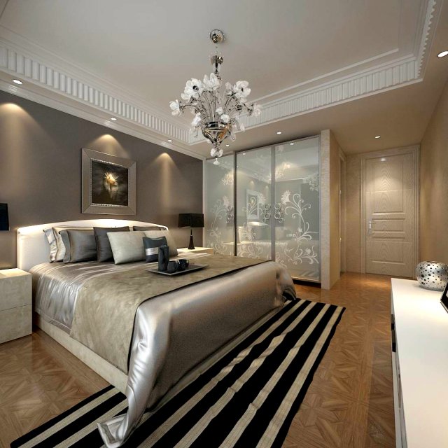 Luxury stylish interior master Bedroom – 56 3D Model