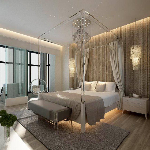 Luxury stylish interior master Bedroom – 01 3D Model