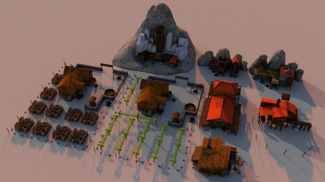 Mines and fields Rome 3D Model