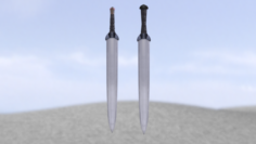 Two swords with horse penis head and ass at bottom part of the sword apple 3D Model