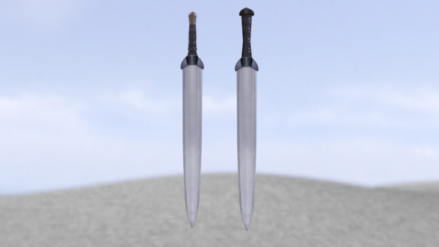 Two swords with horse penis head and ass at bottom part of the sword apple 3D Model