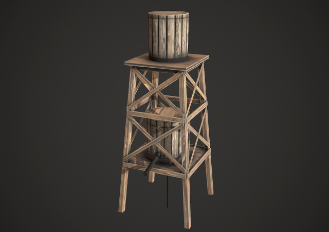 Water Tower Low Poly 3D Model