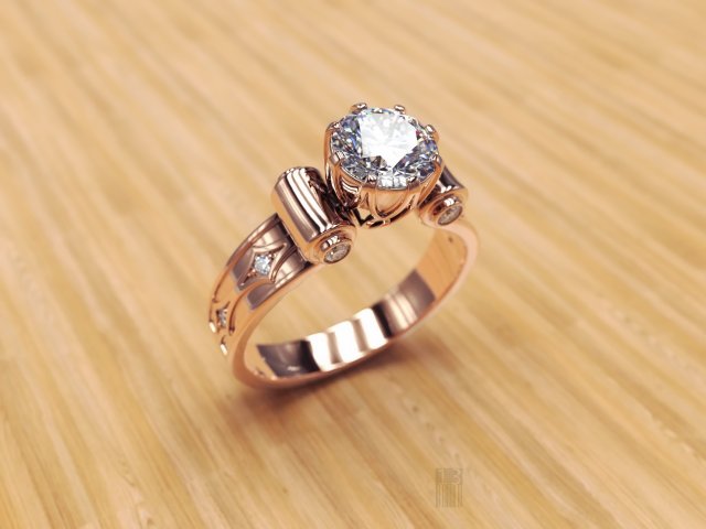 Gold diamond ring 3D Model