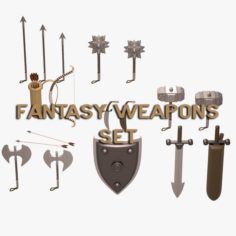Fantasy Weapons Set 01 3D Model