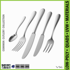 Common Cutlery Set 5 Pieces 3D Model