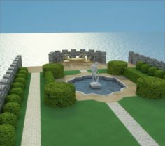 Landscape with views of the seaFountainStatue 3D Model