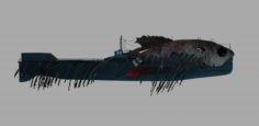 Submarine camouflaged with fish skin – Queen of Depths 3D Model