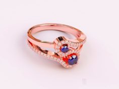 Diamond and sapphire ring 3D Model