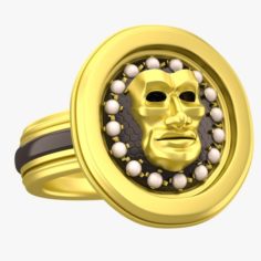 Face Mask Ring Gold 3D Model