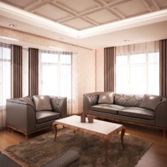 Living Room Interior 02 V2 3D Model