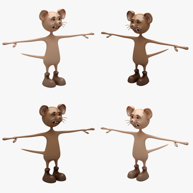 Cartoon Mouse 01-02 RIGGED T-POSE 3D Model