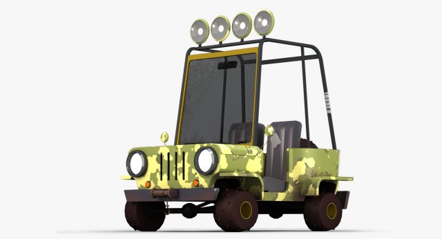 Cartoon Military Car 3D Model