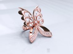 Womens butterfly ring with diamonds 3D Model