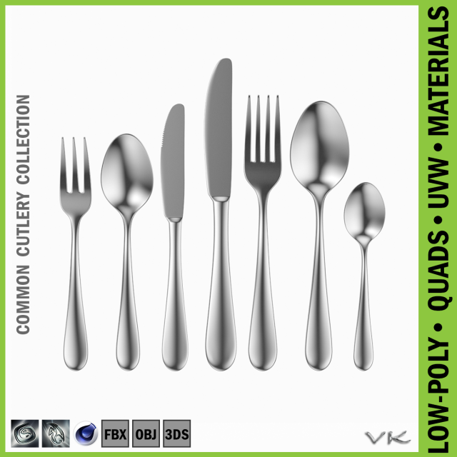 Common Cutlery Set 7 Pieces 3D Model