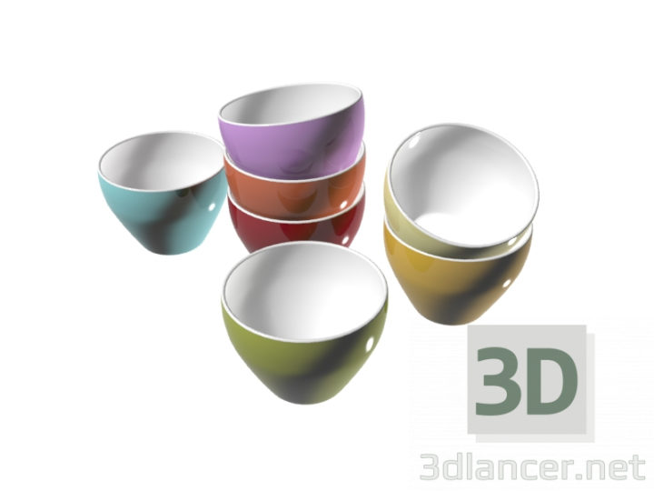 3D-Model 
kitchen bowls of different colors