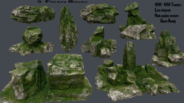 Mossy rocks 3D Model