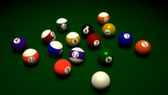 15 Pool Balls and Cue Ball 3D Model