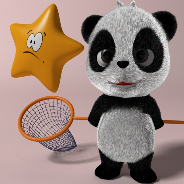 Cartoon panda Rigged 3D Model