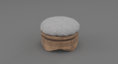 Old Wooden Chair-Ottoman 3D Model
