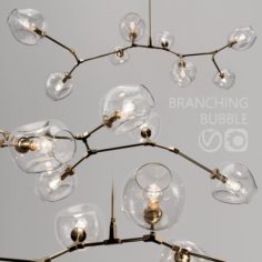 Branching bubble 8 lamps by Lindsey Adelman CLEAR-GOLD 3D Model