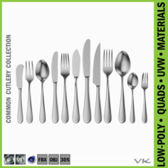 Common Cutlery Set 12 Pieces 3D Model