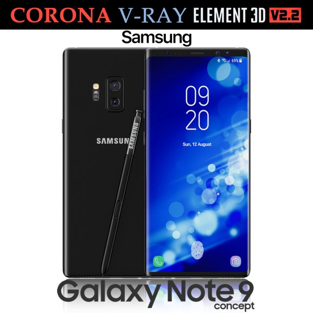 Samsung Galaxy Note 9 Black Concept 3D Model