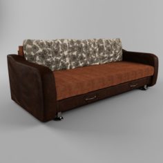 Sofa with leather armrests 3D Model