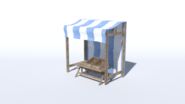 Medieval Stand Low Poly 3D Model