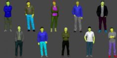 Colored 10 low poly people pack 3D Model